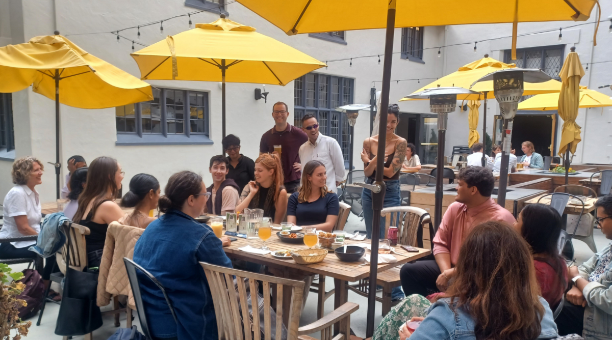 grad students at lunch