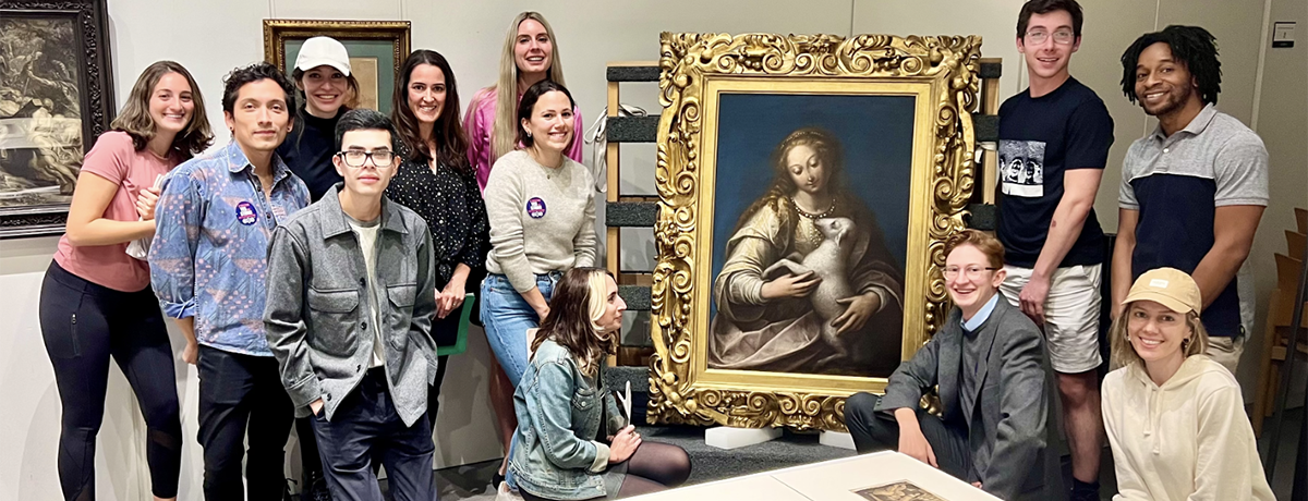 students studying old masters painting